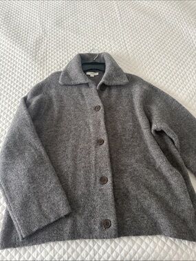 Vince Classic Gray Wool-Blend Button Front Jacket,size L,brand new